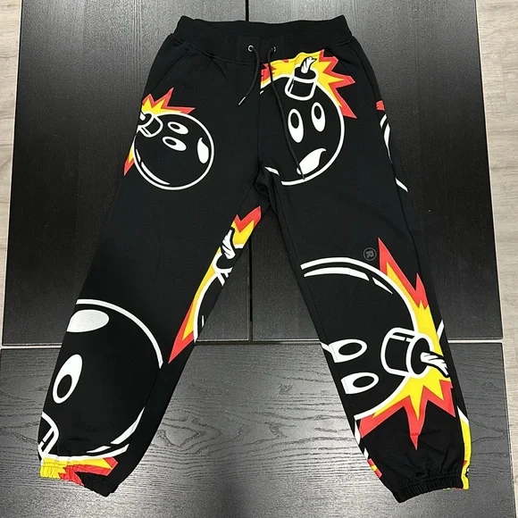 Adam Bomb Hysteric Adam Bomb Black All-Over Logo Print Sweatpants - S
